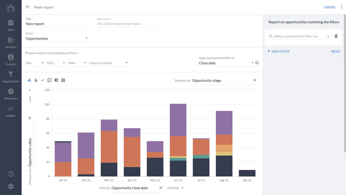 Easily create custom reports in Salesflare