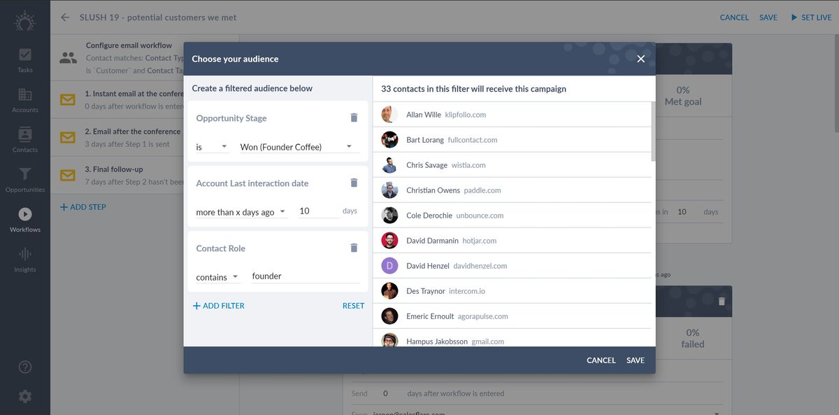 Filter out an audience from your CRM