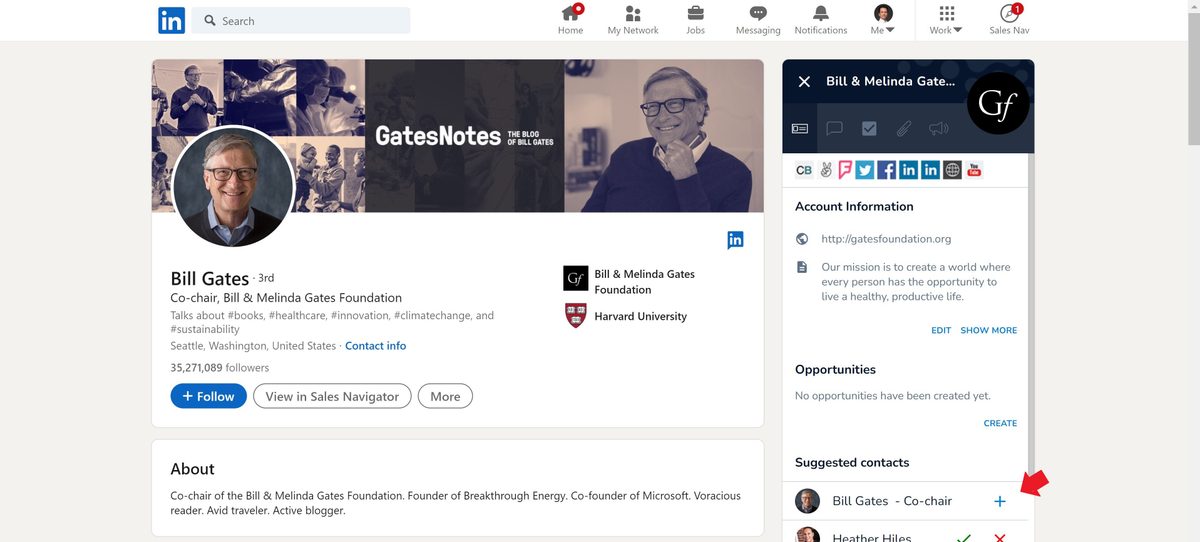 Create contacts straight from LinkedIn