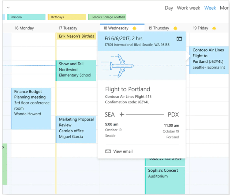 Microsoft Exchange calendar