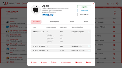 Visitor Queue screenshot